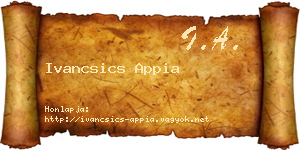 Ivancsics Appia névjegykártya